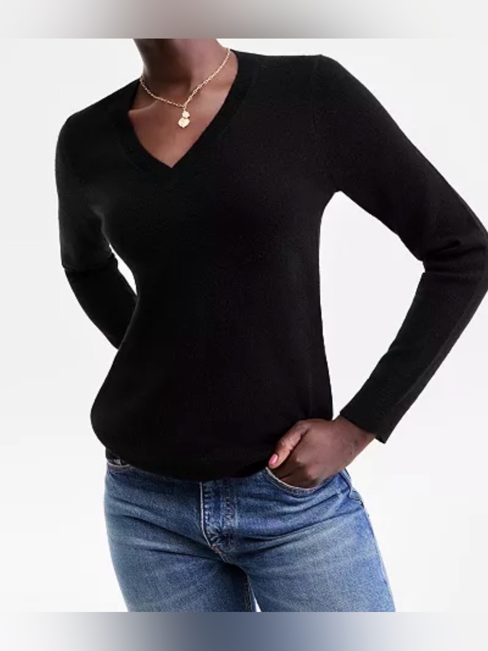 Charter Club Luxury 100% Cashmere Black V-Neck Sweater - Everyday Classic